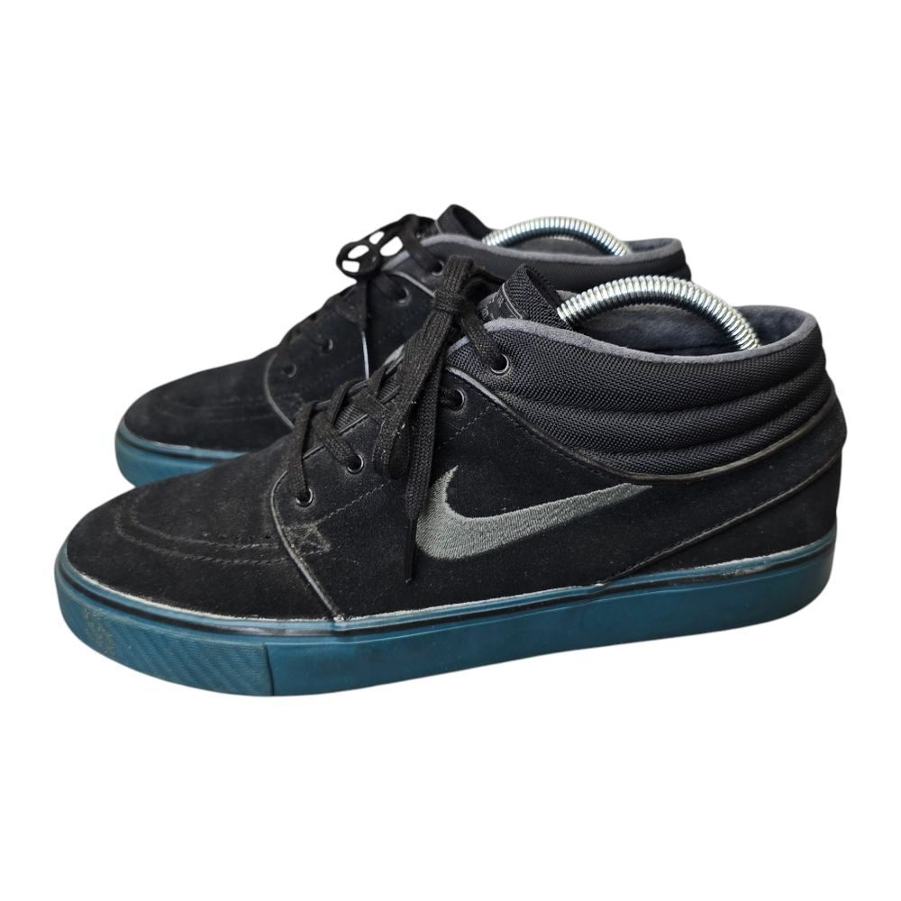 Nike SB Skateboarding Mens 9.5 Stefan Janoski Mid Suede Black Blue Sneakers
